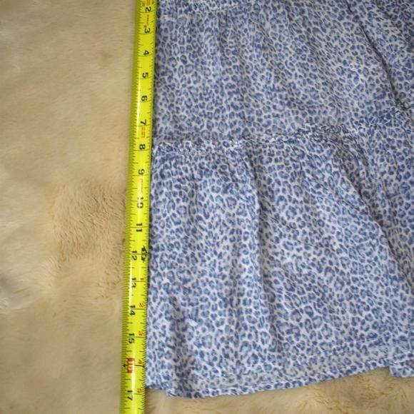 Olivaceous Blue Leopard Tiered Skirt L High Waist Flowy Stretch Boho Trendy - Picture 7 of 13